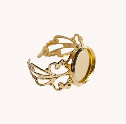 Ložko na živicové šperky prsteň 12 mm zlatý